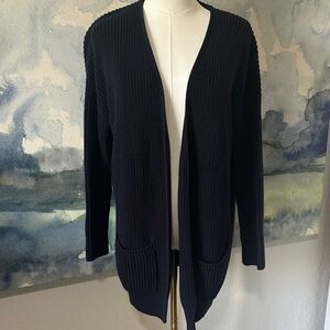 Workshop Republic Clothing Navy Blue Open-Front Cardigan 100% Cotton